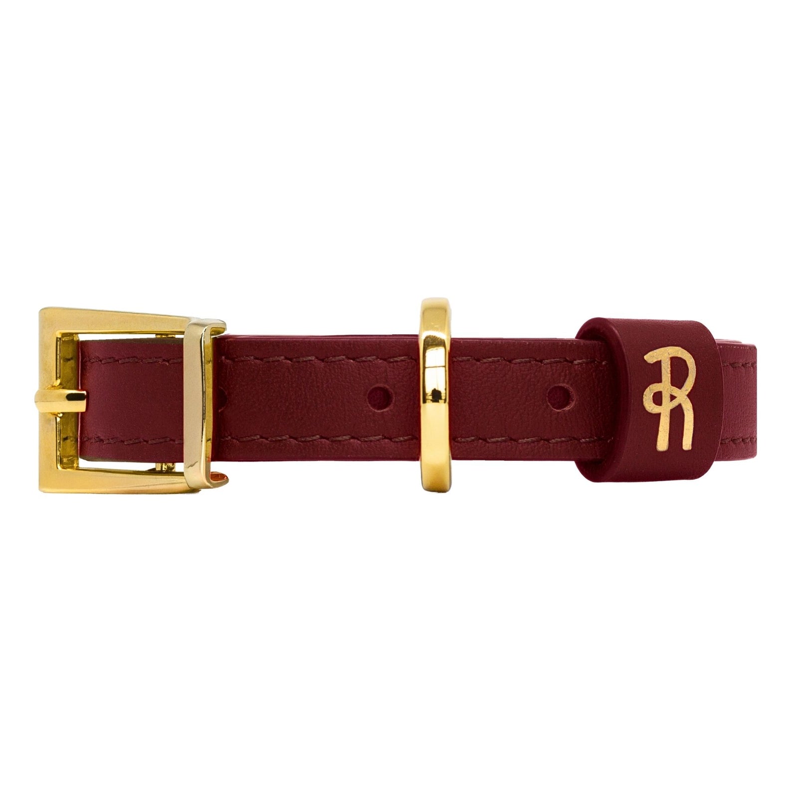 Burgundy Leather Small Dog Collar #style_burgundy-leather