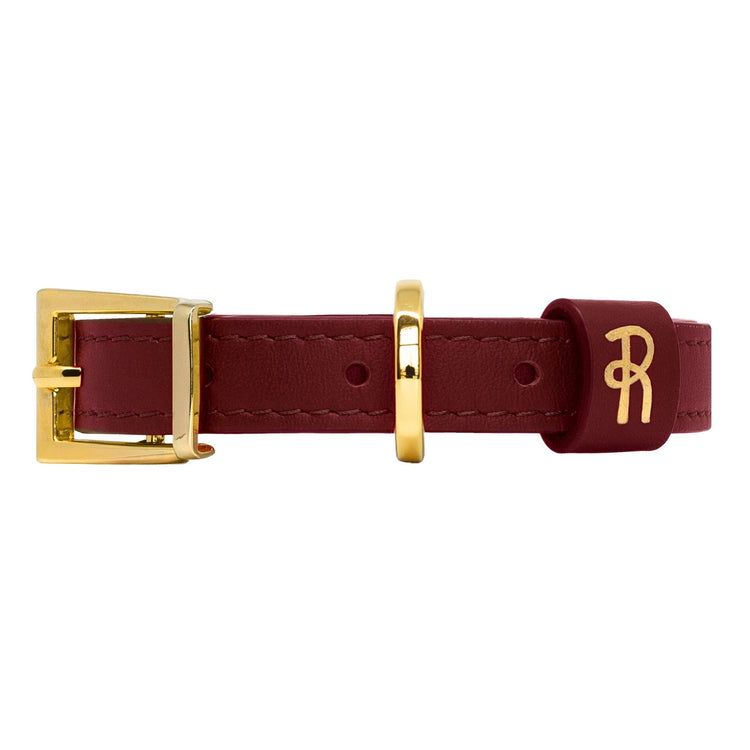 Burgundy Leather Small Dog Collar #style_burgundy-leather