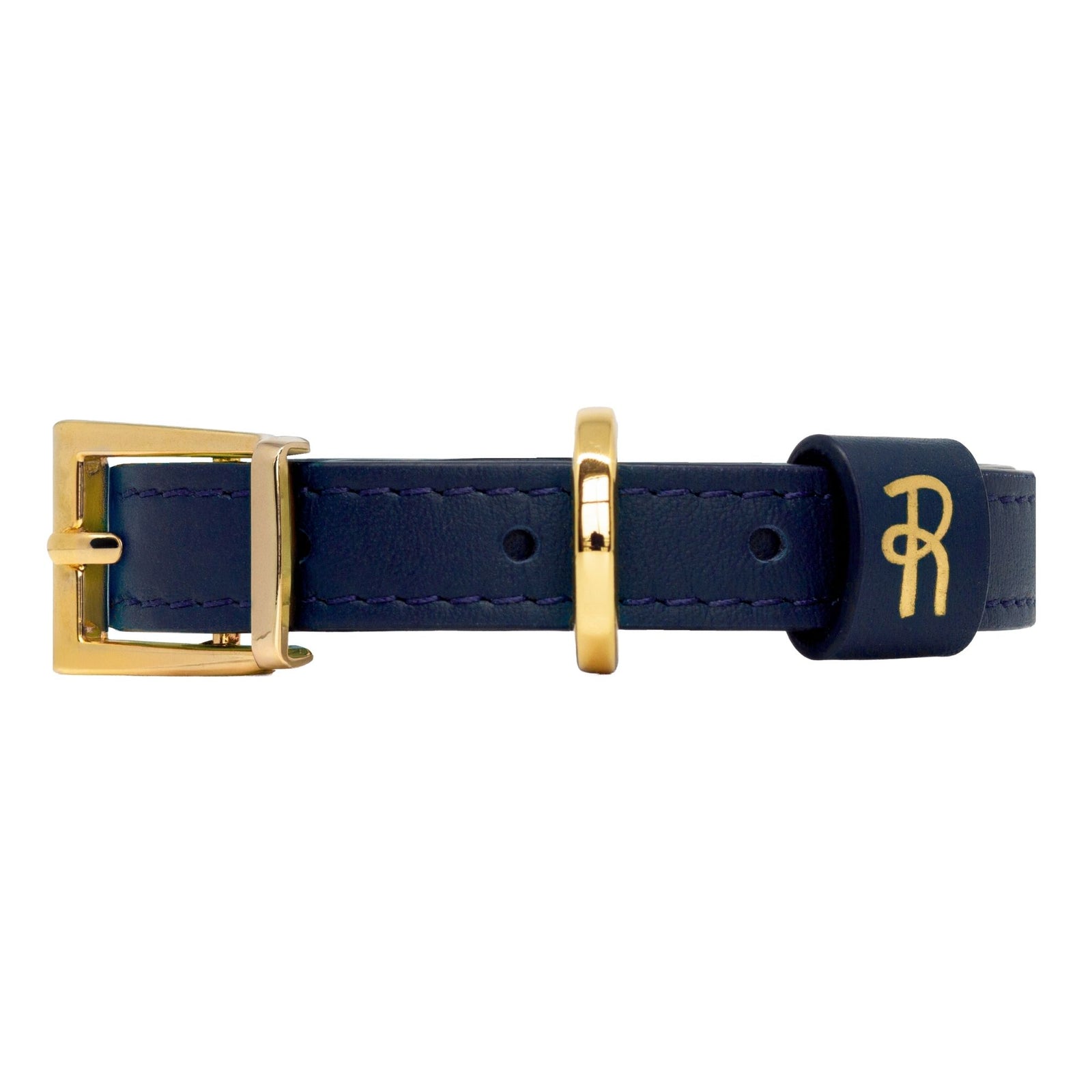 Dark Blue Leather Small Dog Collar #style_midnight-blue-leather