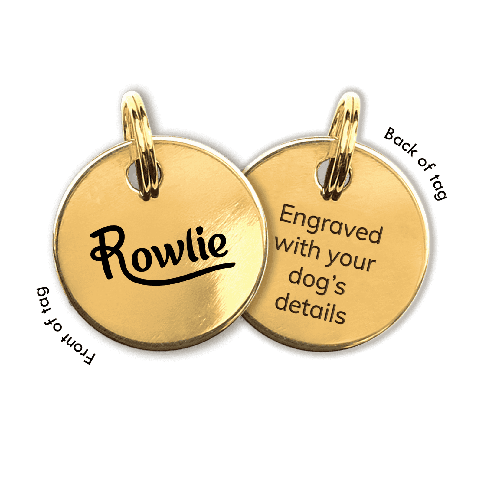 Dog ID Tag For Collar - Rowlie - Gold #engraving_one-sided-with-logo