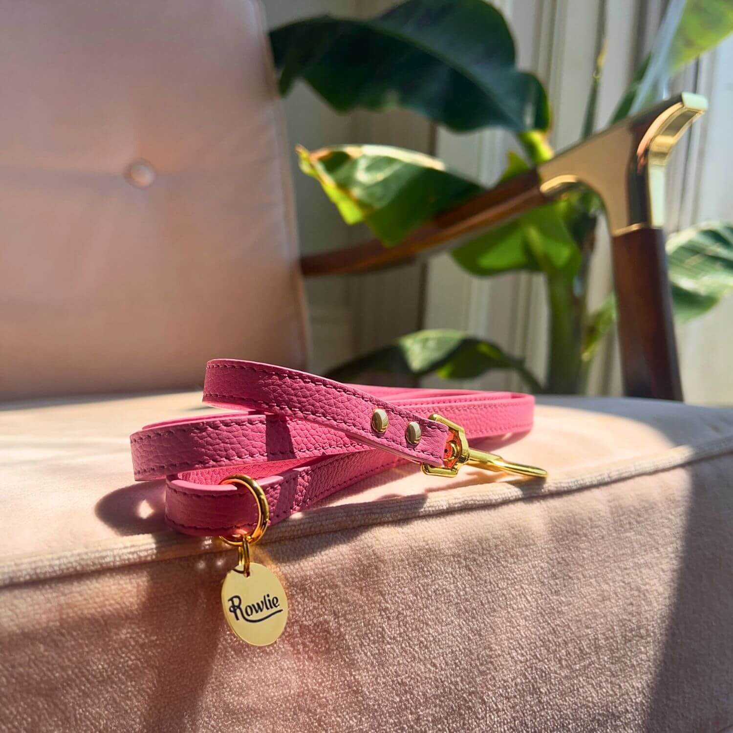 Leather Small Dog Leash - Rowlie #style_rose-pink-leather
