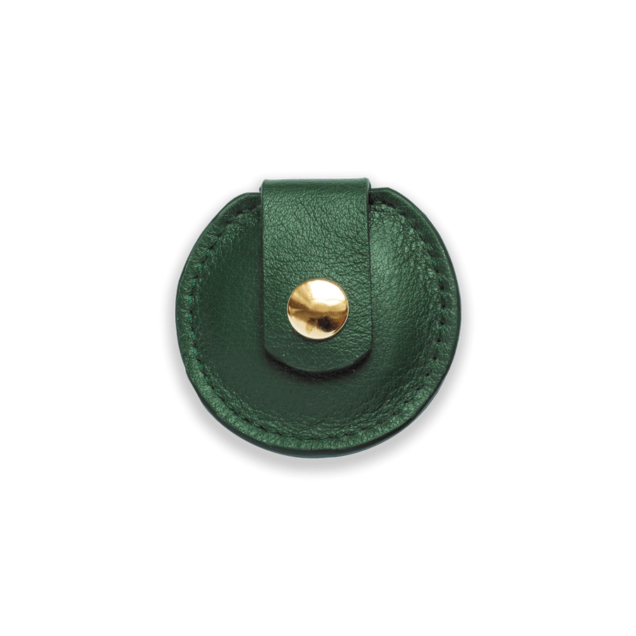 Leather Dog Airtag Holder #color_emerald-green