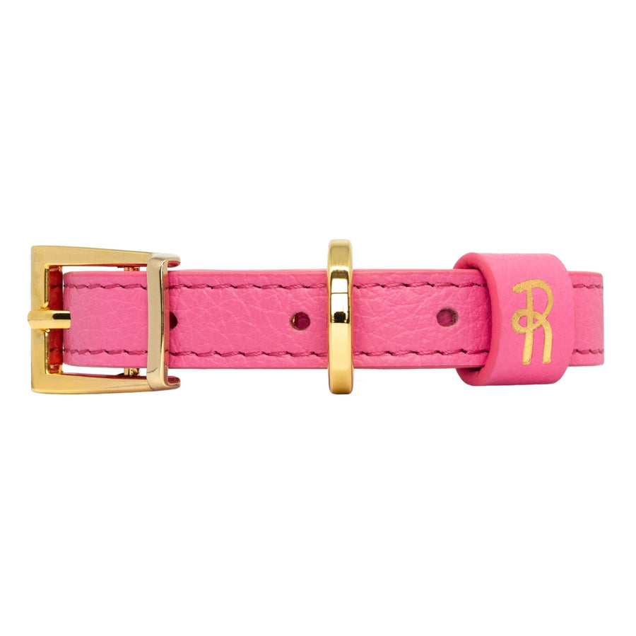 Pink Leather Small Dog Collar #style_rose-pink-leather