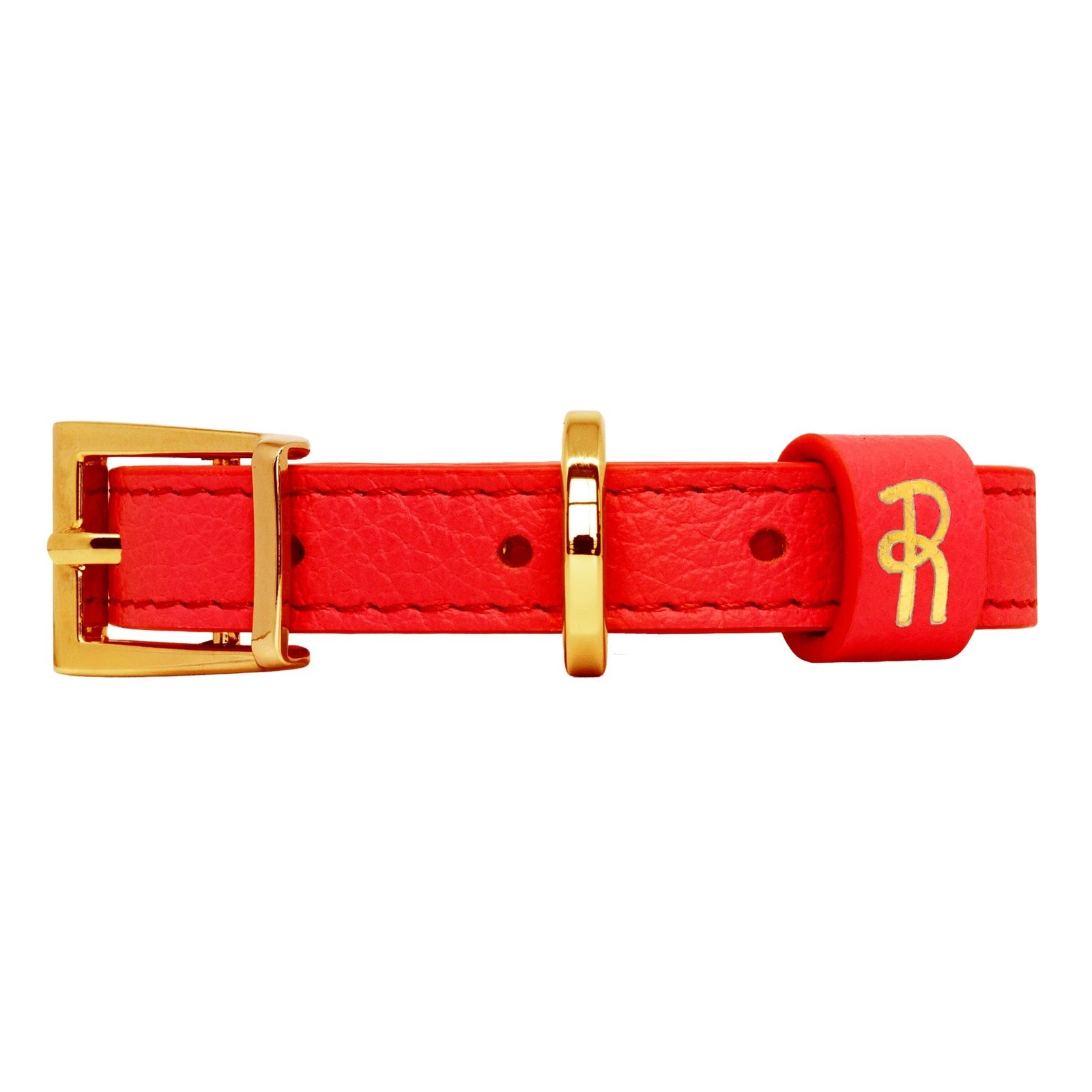 Red Leather Small Dog Collar #style_scarlet-red-leather