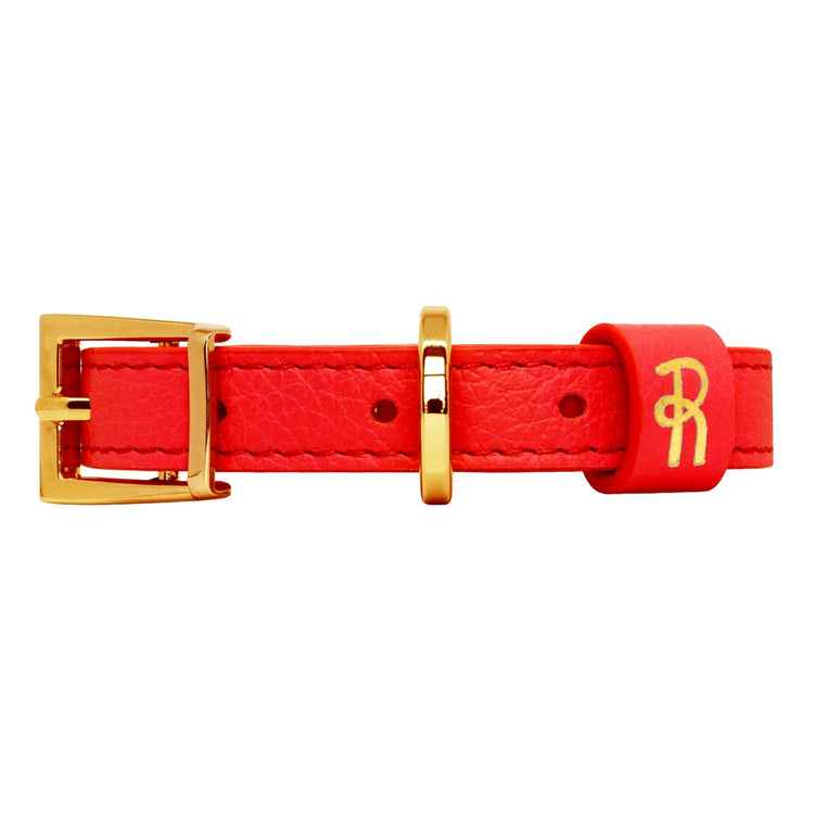 Red Leather Small Dog Collar #style_scarlet-red-leather