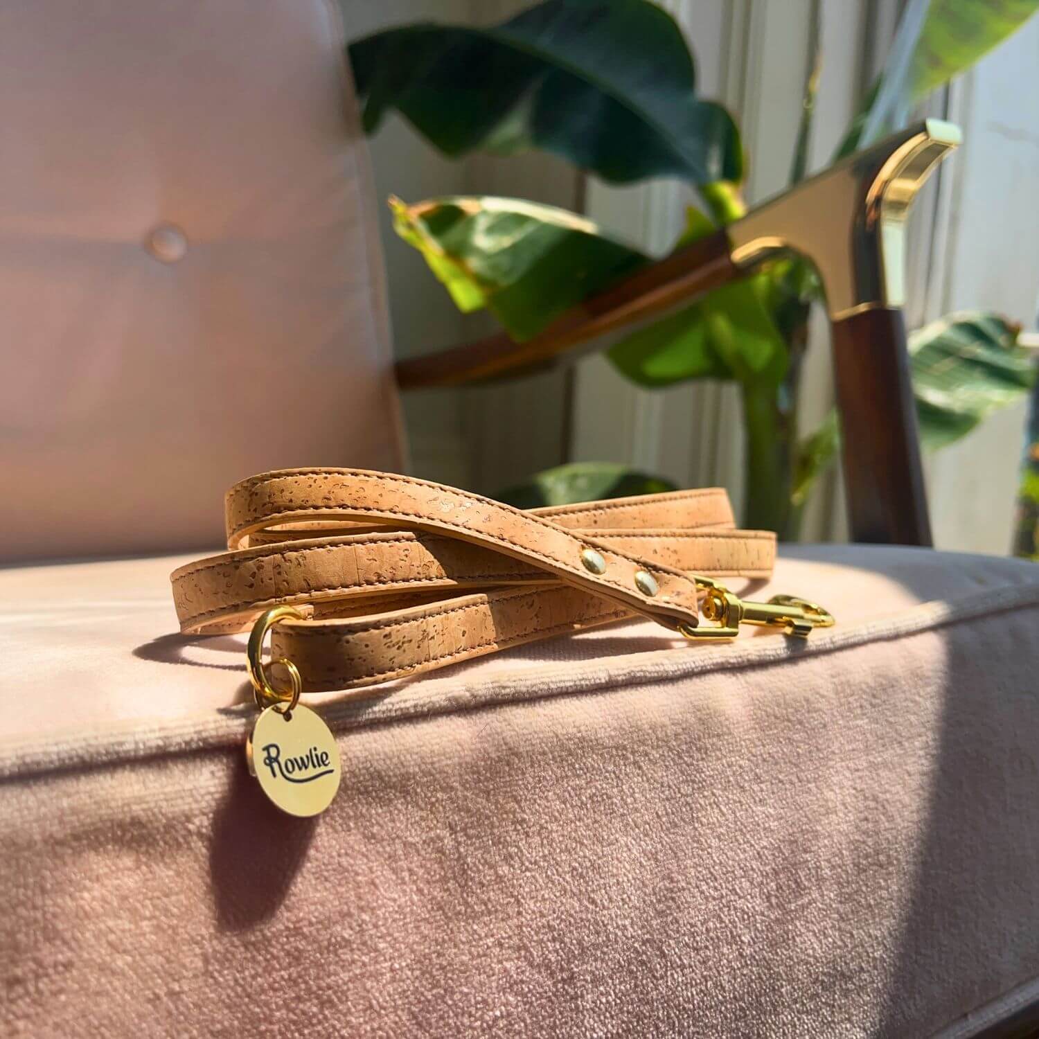 Leather Small Dog Leash - Rowlie #style_natural-vegan-cork